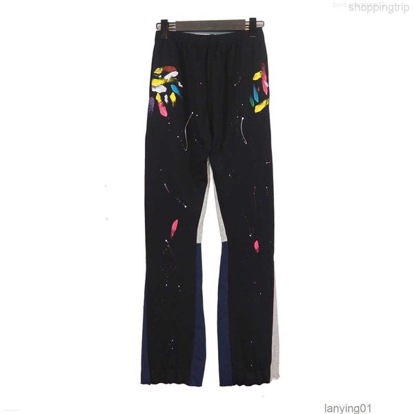 

men's pants galleries dept designer sweatpants sports 7216b painted flare sweat pant correct version hand-painted speckled stitching669, Black