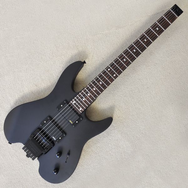 

factory matte black headless electric guitar with purple binding black hardware rosewood fingerboard hh pickupscan be customized