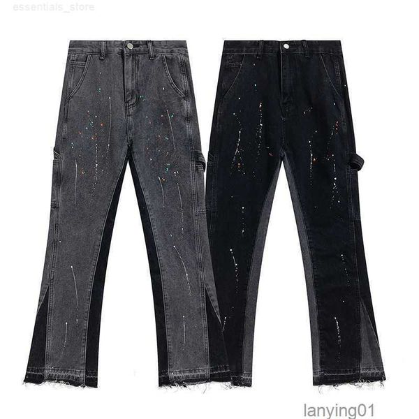 

men's pants fashion galleryes dept street hip hop worn washed splash paint painted jeansddr8ijj9, Black