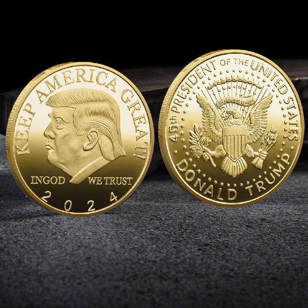 

trump 2024 coin commemorative crafts save america again metal badge gold and silver