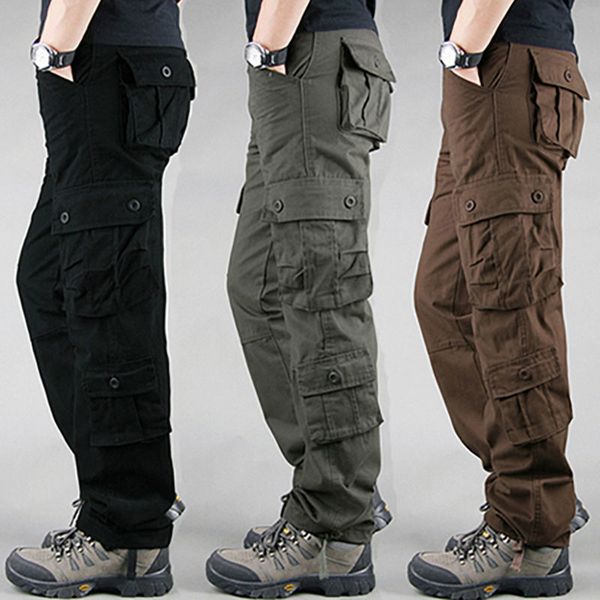 

men's pants spring summer autumn winter men's cargo pants khaki military pants casual cotton tactical pants large military pants h, Black