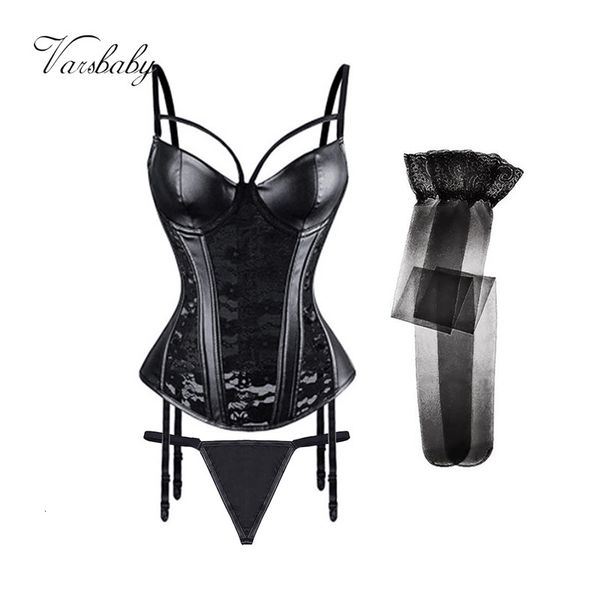 

waist tummy shaper varsbaby pu lace corset garter belt bodysculpting underwear panty stockings set 230314