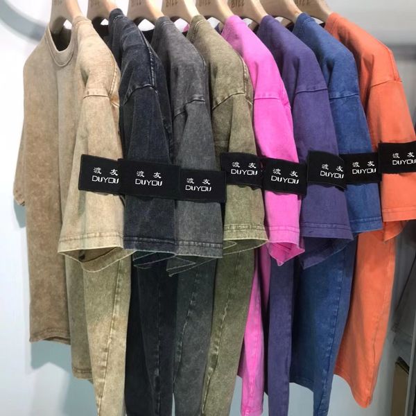 

duyou oversize t shirt with vintage jersey wash letters 100% cotton t-shirt men casuals basic t-shirts women quality classical dy9010, White;black