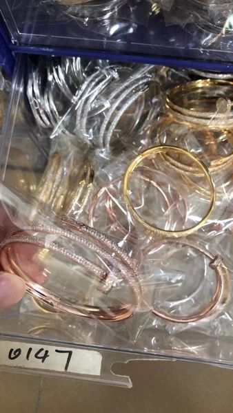 

designer nail gold bangle bracelet diamonds women mens bracelets everyday accessories couple fashion wedding party thanksgiving valentine si, Black