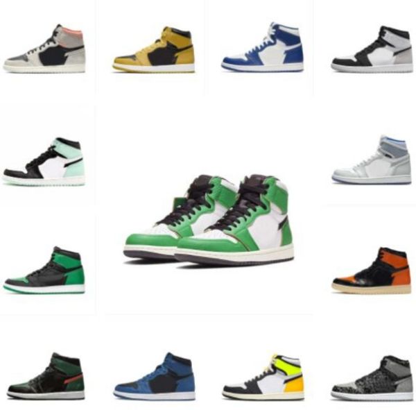 

2023 mens basketball shoes jumpman 1 1s high og sneakers lucky green chicago lost and found starfish university true blue light smoke grey m, Black