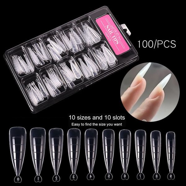 

100pcs/set fake nail style quick building mold full cover square false nail extension nail diy art uv extended nails manicure tools 10 size, Red;gold
