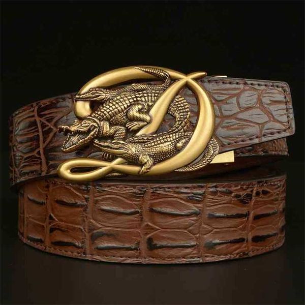 

designer belts 2023 crocodile alligator belt for men luxury strap automatic buckle cowhide genuine leather casual fashion qodj factory outle, Silver