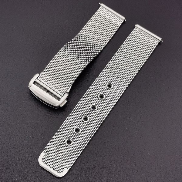 

20mm 22mm silver steel folding deployment clasp bracelet watchband strap for omega watch, Black;brown