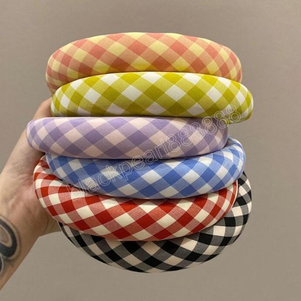 

fashion women's hair accessories classic plaid hairband casual spongy turban hair hoop, Silver