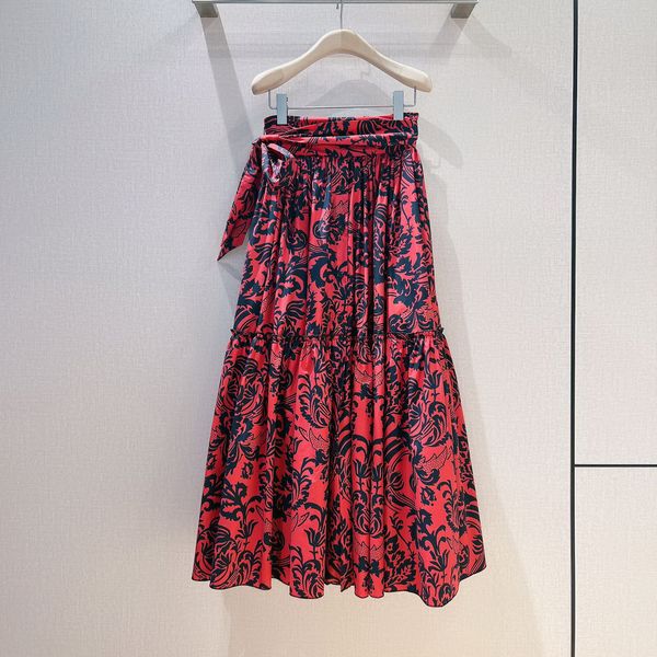 

a line skirt fashion band 2023 summer floral printed cotton skirt, Black