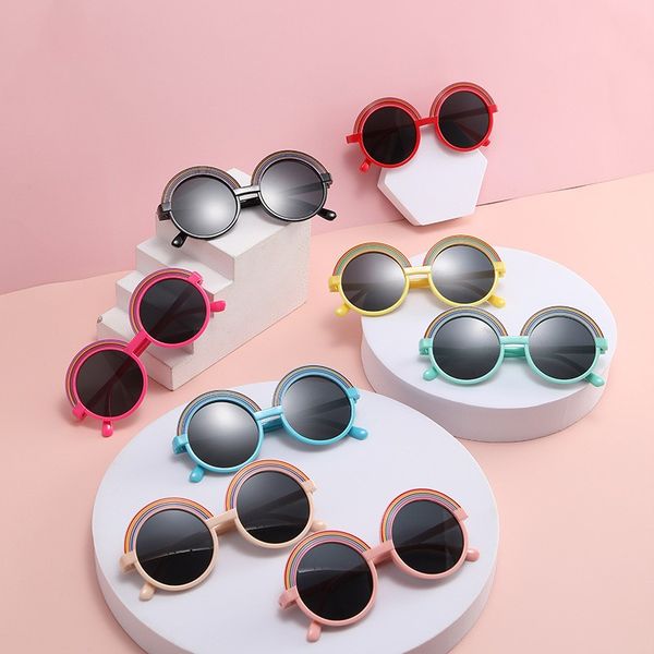 

kids sunglasses designer rainbow fashion sunscreen sun glasses uv protection travel drive summer party eyewear beach sunblock eyeglass acces, Blue