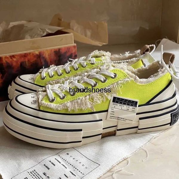 

xvessel wu jianhao's same fluorescent green low raised thick soled canvas shoes vulcanized for men and women beggars, Black