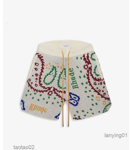 

2023 men's shorts north american high street brand rhude cashew jacquard drawstringgtpz, White;black