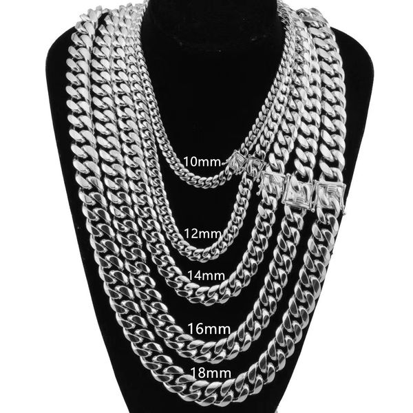 

silver cuban link chains 6mm/18mm/10mmmiami cuba chains 18k gold faucet buckle stainless steel titanium steel density stainless steel mens g