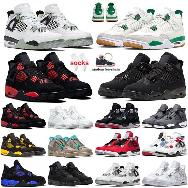 

basketball shoes women men 4 4s military black cat pink green cool grey oreo red thunder sail university blue cool greys seafoam bred sports