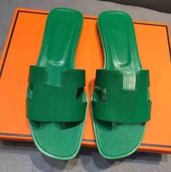

2023 fashion sandals genuine leather h women slippers summer luxury flat slides ladies beach sandal party wedding oran slipper without box 3, Black
