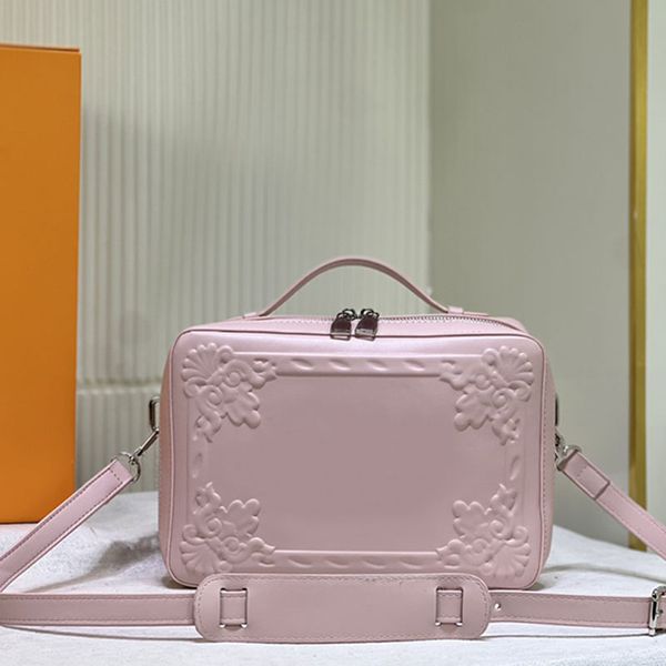 

embossed box bag cowhide genuine leather women shoulder crossbody bags cosmetic bag handbag purse classic letter removable shoulder strap la