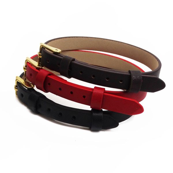 

classic design genuine leather cuff adjustable bracelet stainless steel buckle bracelets, White