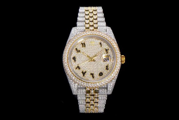 

watch men's business full-automatic mechanical watch full diamond 2300 rhinestone inlaid with never falling diamond sapphire anti-scrat, Slivery;brown