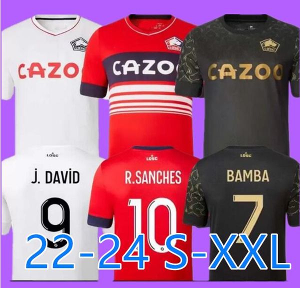 

22 23 losc lille ogc nice fc delort soccer jerseys burak j.david 2022 2023 dolberg kamara atal david maillot de foot home away men kids baby, Black;yellow