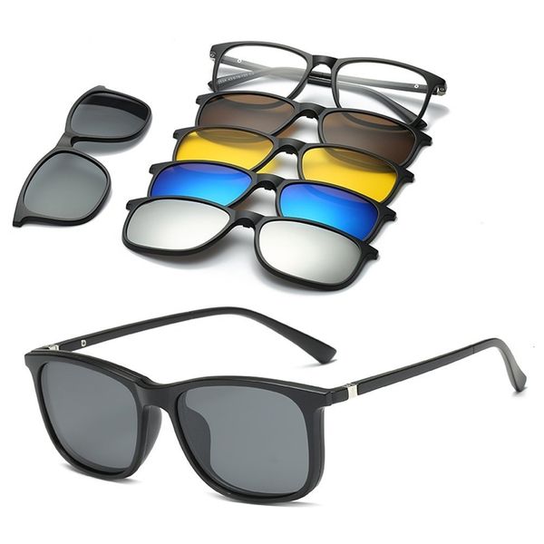 

sunglasses 6 in 1 custom men women polarized optical magnetic clip magnet on sun glasses frame 230313, White;black