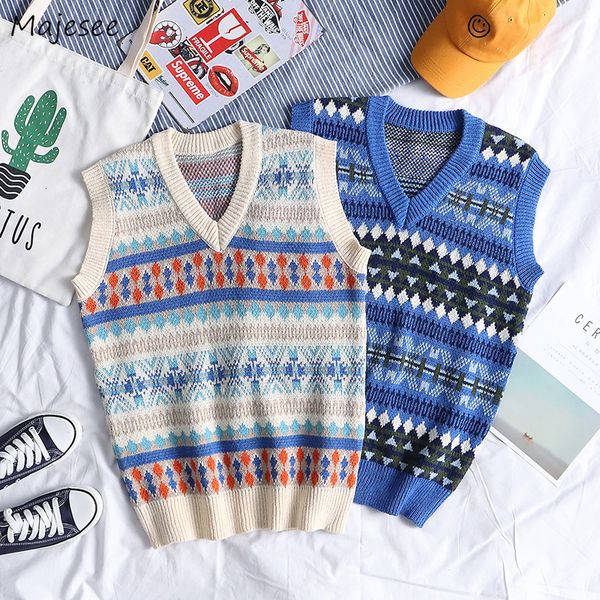 

men s vests men sweater vest chinese style vintage v neck contrast color couple oversized knitted sweaters loose cozy outwear 230313, Black;white