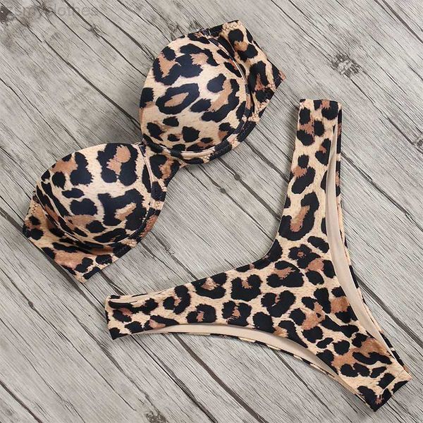 

women's swimwear women bikini brazilian swimsuit push-up bra bikini set two piece swim suit swimwear low-waisted beachwear leopard bath, White;black