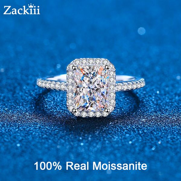 

wedding rings certified radiant cut engagement ring 1ct 2ct colorless vvs diamond proposal rings sterling silver weddig band gifts 230313, Slivery;golden