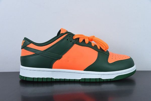 

girls boys dnks skateboarding shoes outdoor streetwear styles duks low miami hurricanes team dark green team orange-white 2023 athletics spo
