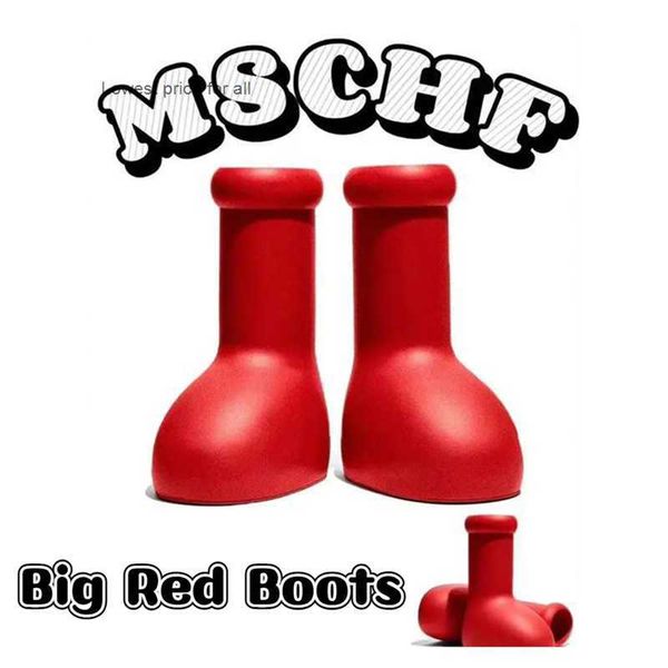 

new mschf rain boots big red boot designer astro boy men women shoes fashion rainboots cartoon boots into real life rubber kneeboots round, Black