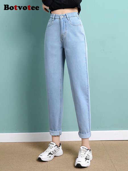 

women's jeans botvotee mom jeans woman high waisted jeans for women vintage streetwear clothing casual spring summer y2k denim pants 23, Blue