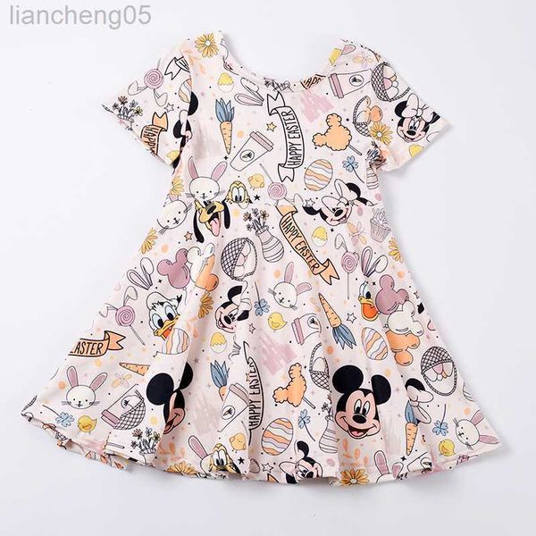 

girl's dresses girls summer easter short sleeve print dress w0314, Red;yellow