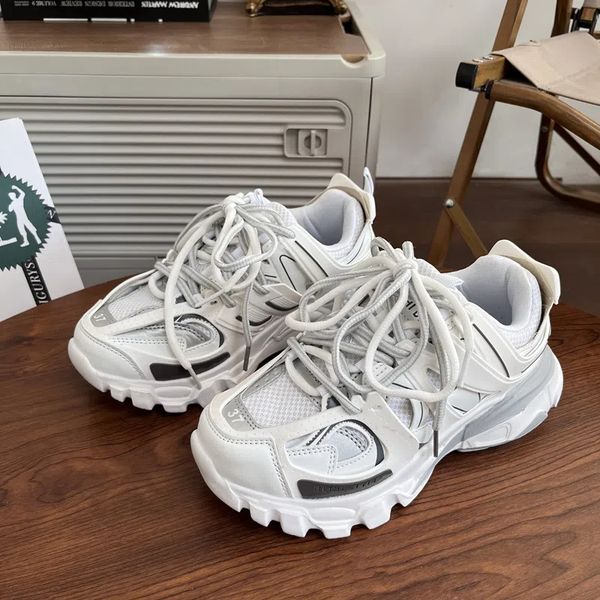

dress shoes female male dad platform trainers stylish casual chunky sneakers for women men white sport thick sole footwear 230313, Black