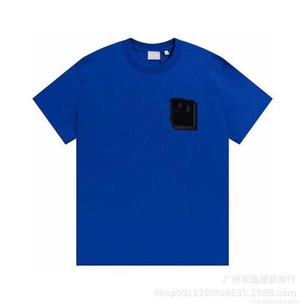 

correct b burbry luxury designer 23ss bu 's new embroidery t-shirt loose version of casual high street versatile lovers with same style, White;black
