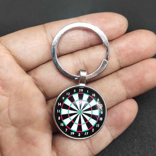 

keychains btwgl 2020 personality dart target keyring jewelry pendant convex glass friends gift l230314, Silver
