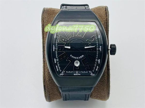 

2023new vsf watch v45 size 45mm 2824 movement micro arc pillow case sapphire mirror double strap structure natural rubber montre de luxe des, Slivery;golden