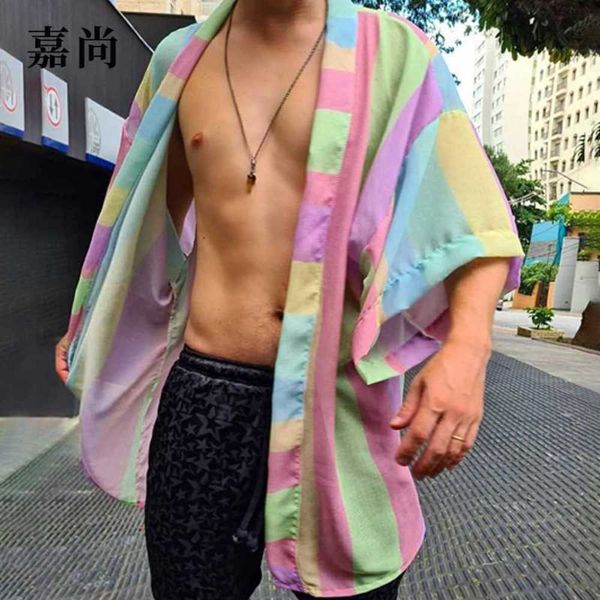 

men's t-shirts 2023 spring men's new fashion beach shirt casual men's cardigan, White;black