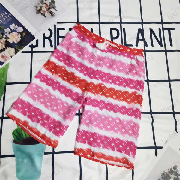 

summer swimwear elastic waist drawstring design casual joker shorts colorful stripe print loose version fashion beach swim shorts designer 0