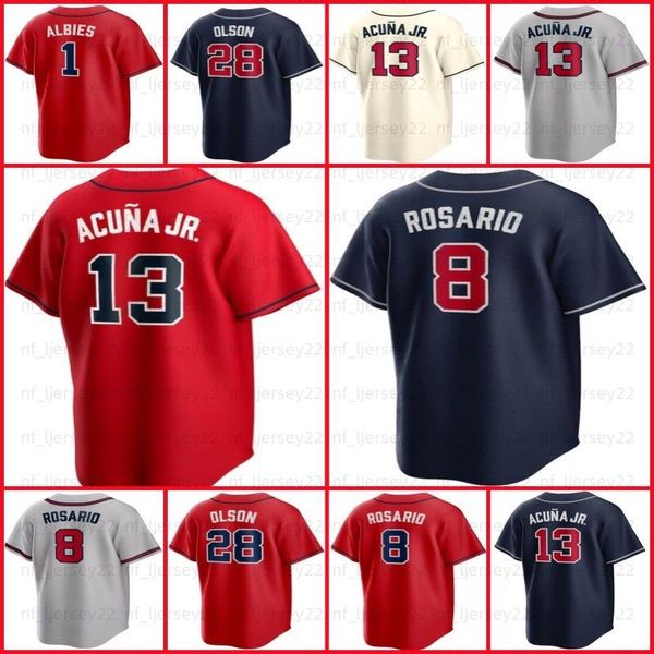 

custom ronald acuna jr. baseball jersey michael harris ii matt olson austin riley hank aaron braves ozzie albies dale murphy spencer strider, Blue;black