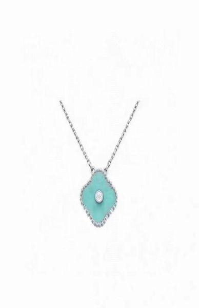 

2022 christmas limited edition clover designer pendant necklaces for women retro vintage silver 4 leaf light blue diamond brand lu7551015