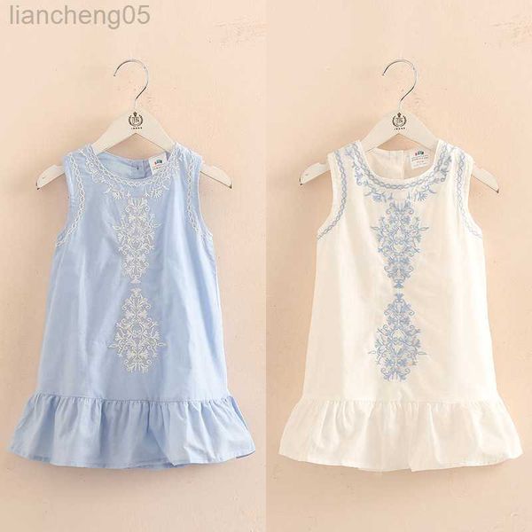 

girl's dresses 2023 summer 2-10 years old brief kids lace embroidery flower floral sleeveless flounce vest tank sundress girls dress co, Red;yellow