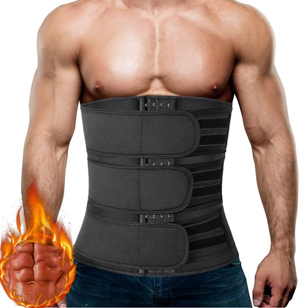 

men waist trainer slimming body shaper fitness belt weight loss fat burning sport sweat trimmer workout cincher shapewear clothi, Black;brown