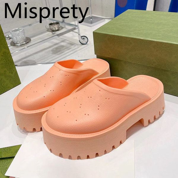 

slippers rubber hole beach slippers slip on thick sole mules women platform shoe casual slide non-slip square heel summer shoes for women 23, Black