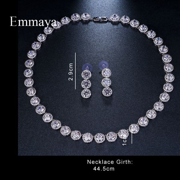 

wedding jewelry sets emmaya brand gorgeous round white gold color aaa cubic zircon wedding jewelry sets for lover brides gift 230313, Slivery;golden