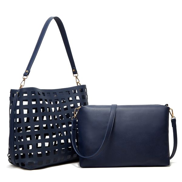 

versatile tote bag women's handbag plaid logo design pu fashion bag