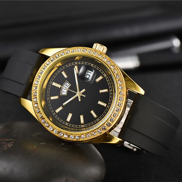 

watches wristwatches full wrist male crystal style 40 mm date luxury rubber band quartz clock x297, Silver
