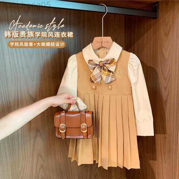 

girl's dresses girls dress korean fashion dress for girls spring antumn casual princess long-sleeve dresses school uniform girls clothi, Red;yellow