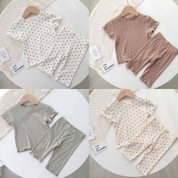 

clothing sets full printing t-shirts outfits children pure cotton soft sleepwear suits elastic waist pants toddler girls cute home clothes l, White