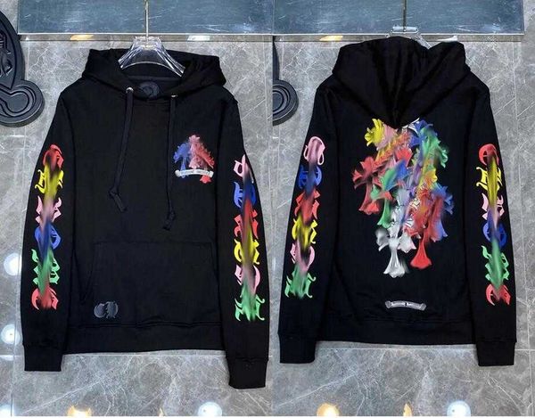 

designers hearts hoodie chromes mens hoody clothing womens heart hoodies hooded ch cross flower printed horseshoe pocket zipper jackts coatl, Black