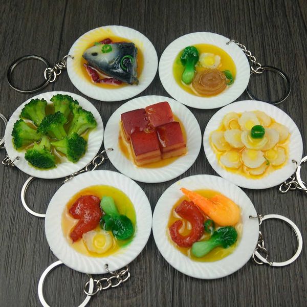 

keychains new silation food key chains creative bowl toys dishware pendant women bag gift l230314, Silver